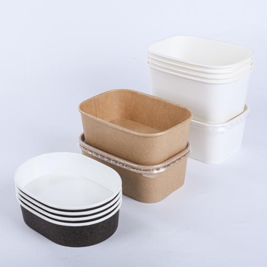 Rectangular disposable paper bowl