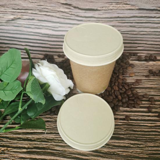Plastic-free compostable paper cups with lids
