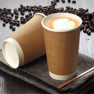Tasse à café en papier peint double imprimé avec couvercle