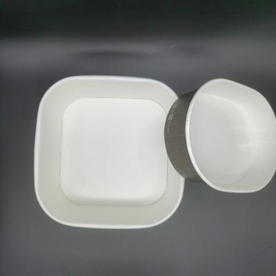 Bol à salade de papier carré de revêtement aqueux jetable de logo adapté aux besoins du client