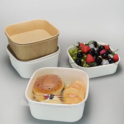 Disposable eco-friendly square salad paper bowl